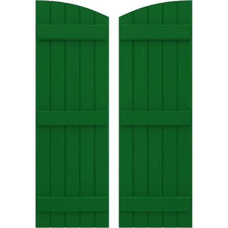 Ekena Millwork Americraft 5-Board (3 Batten) Wood Joined Board-n-Batten Shutters w/Ellipt Top, ARW401BE518X50HGH, PR ARW401BE518X50HGH